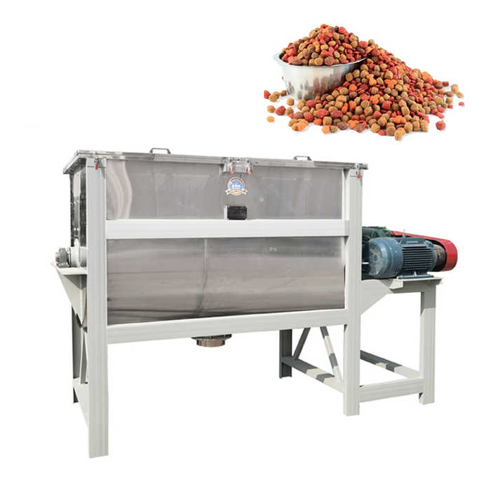 Horizontal stainless steel mixer for mixing animal feed