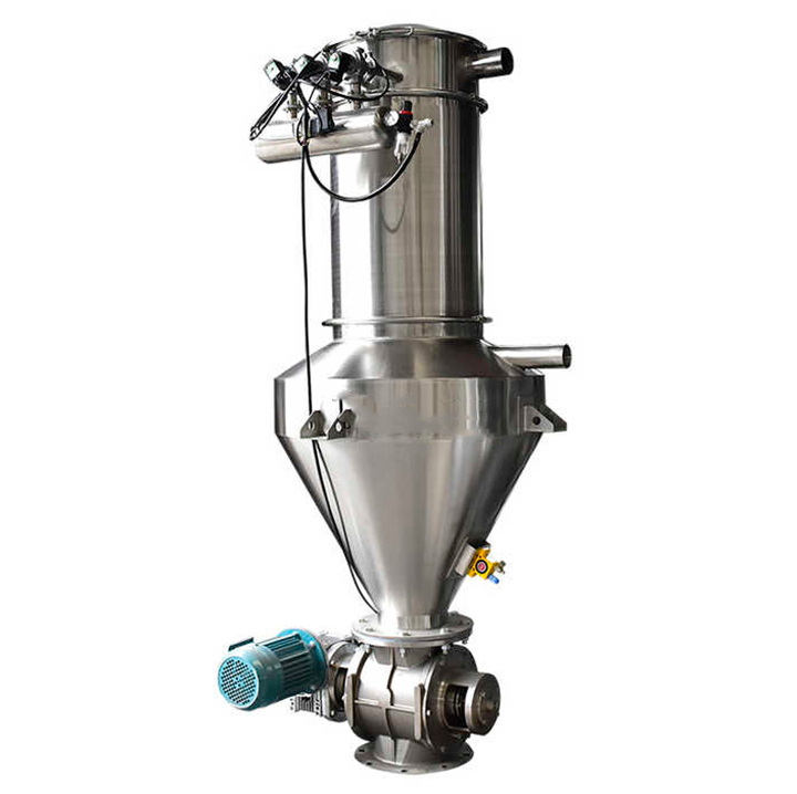 Continuous discharge type vacuum feed