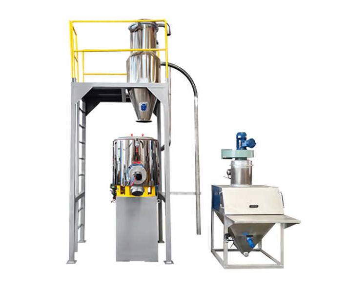 Dust-free feeding and powder feeding system of dough mixer