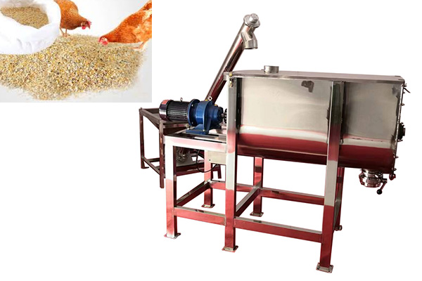 Horizontal ribbon mixer poultry feed