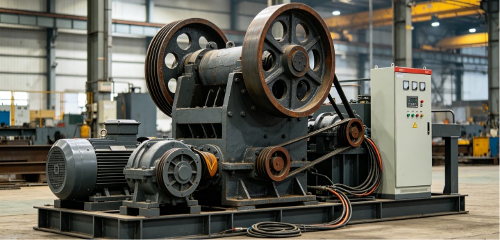 Complete set primary jaw crusher with motor and electric control cabinet